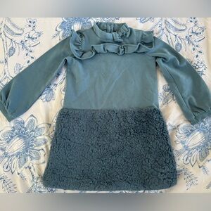 Janie and Jack Blue Ruffle Long Sleeve winter Dress, size 5